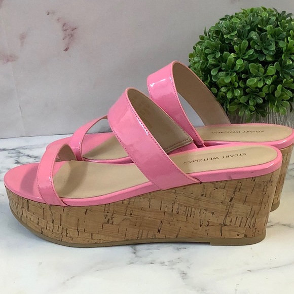 New Stuart Weitzman Pink Cork-like Wedge size 7 - Picture 4 of 6